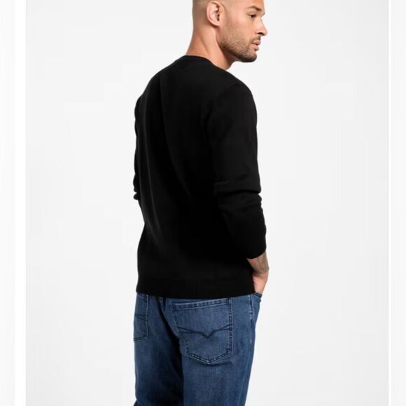 Guess Men’s Astero jet black front logo crewneck sweater size medium NWT - Picture 4 of 12